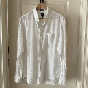 J Crew, Linen Shirt, Slim, Long Sleeve, White, Men’s